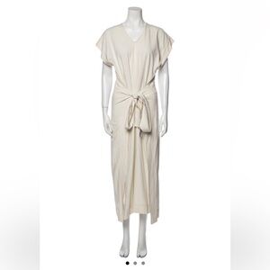 Alastair ecru raw silk maxi dress with sash tie and side slits size xsmall
